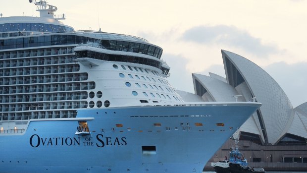 Cruise giant Ovation of the Seas, owned by Royal Caribbean, during a visit to Sydney in December.