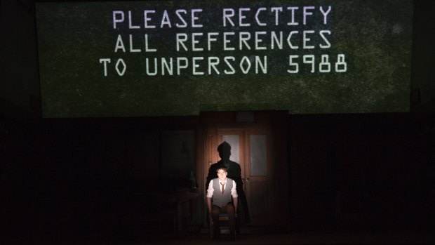 Tom Conroy stars as Winston Smith in 1984. Through the use of lights, exploding sets and music, the play becomes an immersive experience for audiences.