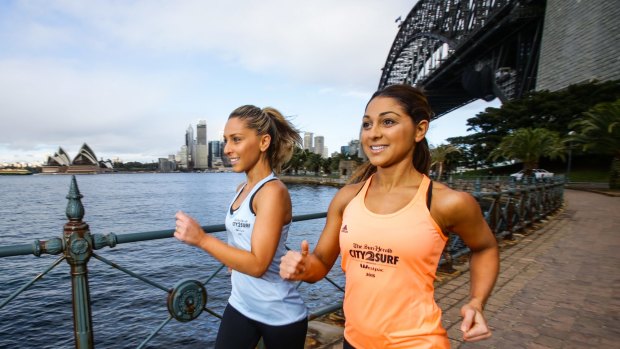 Diana Johnson (right) and Felicia Oreb training for the City to Surf.
