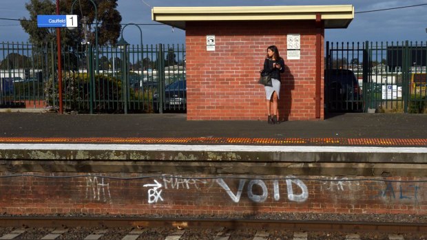 Train in vain: Caulfield station during the previous strike.