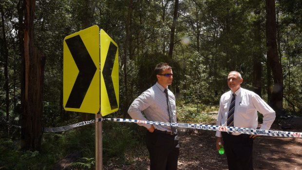 Homicide squad detectives at the crime scene in the Royal National Park.