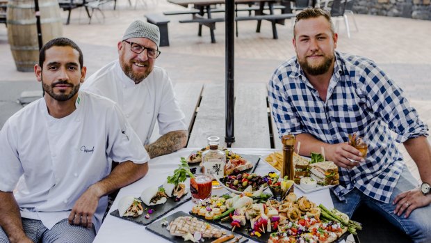From left: Casey Jones chefs Gustavo Morandi and Adrian Sandrey, with the new pub's owner, Josh Leemhuis.