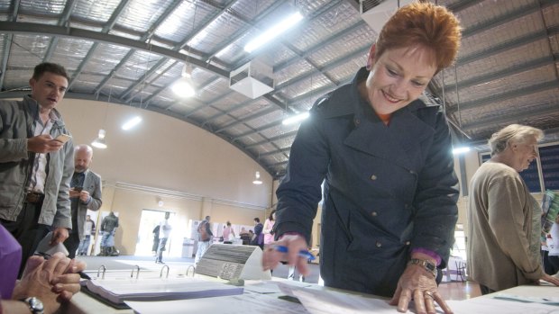 BRISBANE, AUSTRALIA Pauline Hanson at Brisbane's Jamboree State School on election day. 