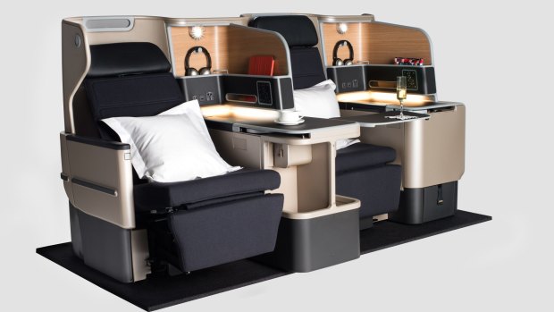 The Qantas A330 business class seats.