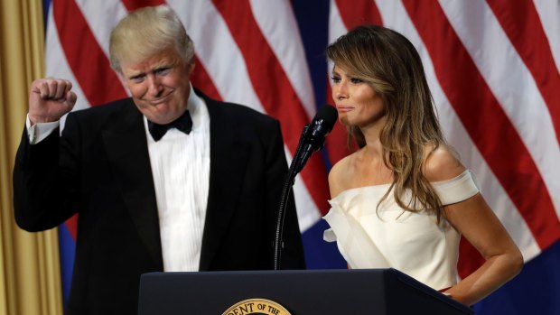 Melania Trump speaking at The Salute to Our Armed Services Inaugural Ball.