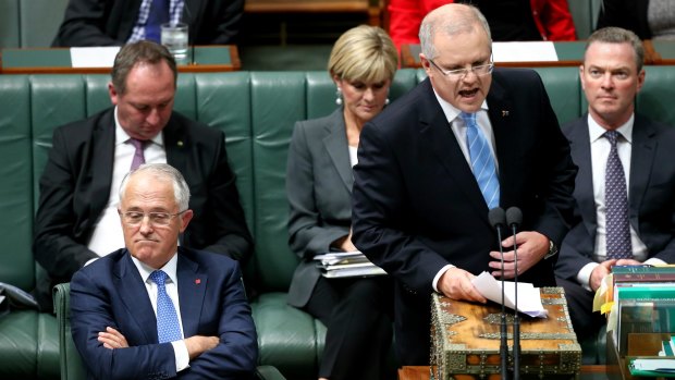 Prime Minister Malcolm Turnbull and Treasurer Scott Morrison during a feisty question time.