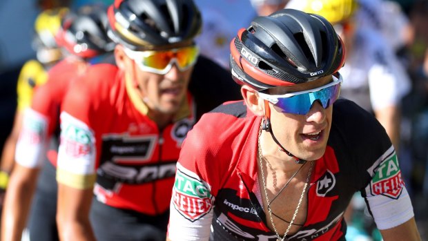 No rest day: Richie Porte prepares to start during stage seven of the Tour de France, knowing it was a sprint stage.