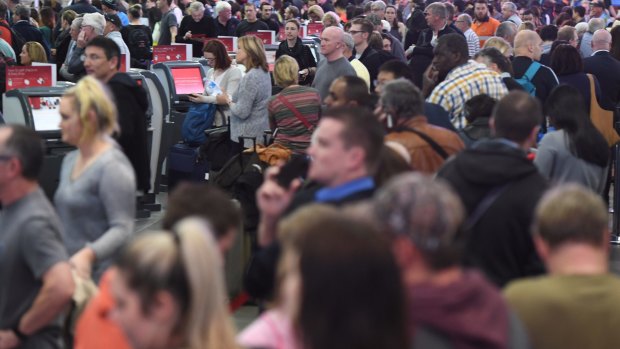 Huge queues took over Sydney Airport earlier this week.
