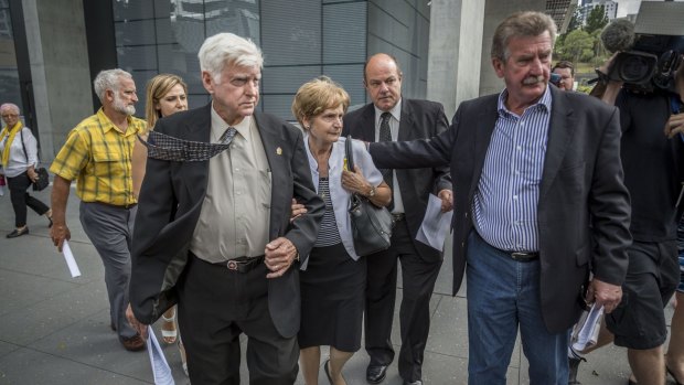 Geoff and Priscilla Dickie, Alison Baden-Clay's parents, leave Brisbane Supreme Court after the appeal decision.