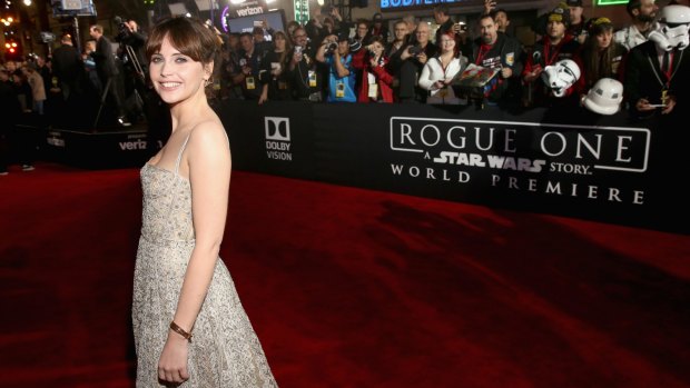 Felicity Jones attends premiere of, "Rogue One: A Star Wars Story" at the Pantages Theatre on December 10, 2016 in Hollywood, California.