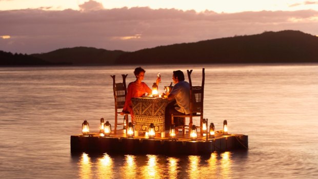 Dining on a floating pontoon. 