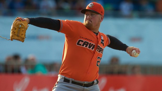 Canberra Cavalry pitcher Steven Kent was on fire against the Adelaide Bite on Saturday.