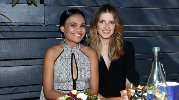 Kate Waterhouse (right) with Miranda Tapsell at Bellagio Cafe in Waverley.
