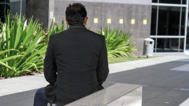 Royal Commission into Institutional Responses to Child Abuse witness and former Brisbane Grammar School student BQK outside the Brisbane Magistrates Court.