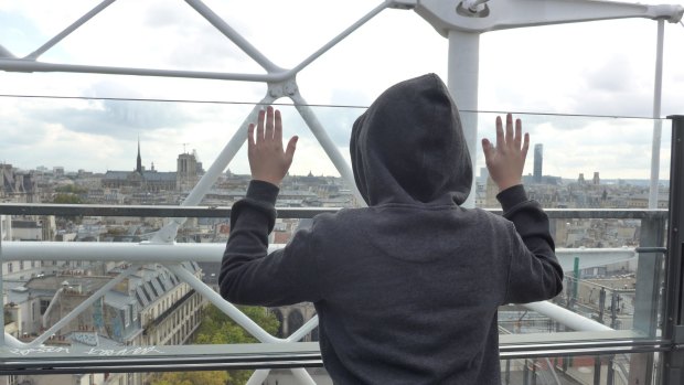 Taking in the rooftop view from the Georges Pompidou Centre.

