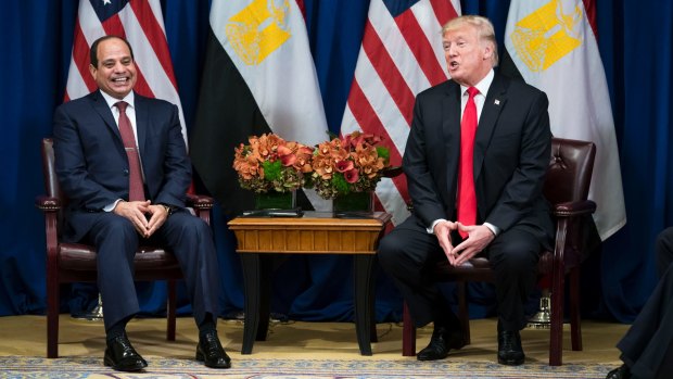 US President Donald Trump (right) meets with his Egyptian counterpart Abdel Fattah al-Sisi  in New York in September.