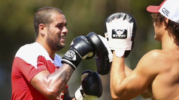 Not quite fighting fit: Buddy Franklin won’t play in the Swans’ intra-club trial.
