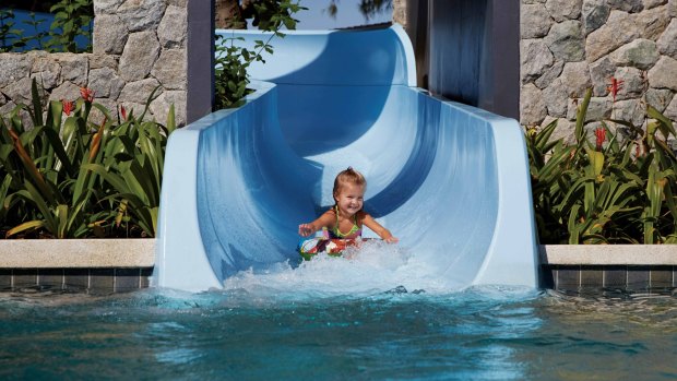 The twisting slide at the  Outrigger Laguna Phuket Beach Resort.