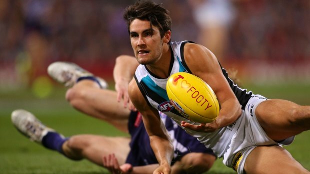 Power half forward: Chad Wingard had to carry too much responsibility.