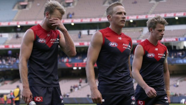 The Demons were shattered after the close loss to Fremantle at the MCG on Saturday.