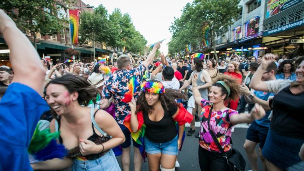 The LGBTQI community and marriage equality advocates celebrate the yes vote.