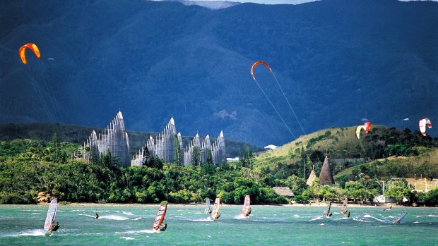 Kite surfers in New Caledonia.