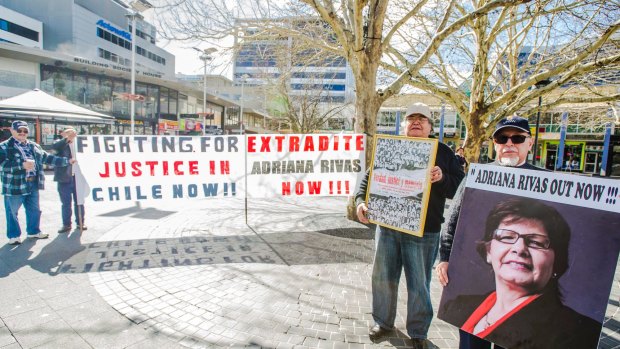 A protest in Canberra in 2014, calling for the extradition of Adriana Rivas.  