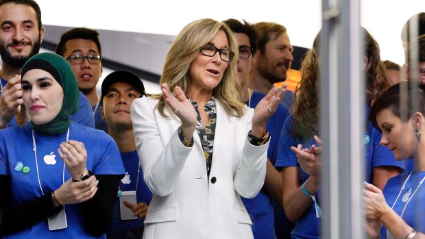 Angela Ahrendts's pay included a sign-on bonus and a make-whole grant for awards left behind at Burberry.