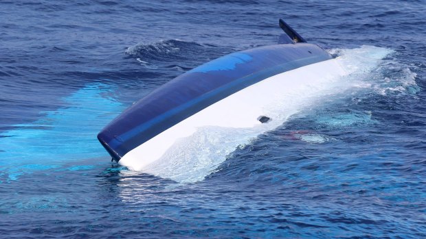 The catamaran Surf into Summer on which Lewis Bennett and his wife Isabella Hellmann were sailing before her disappearance.