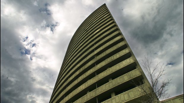 An office suite in the South Melbourne building dubbed the 'tower of power' is for sale. 