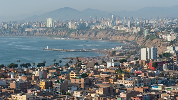 The Peruvian capital, Lima, at dusk.