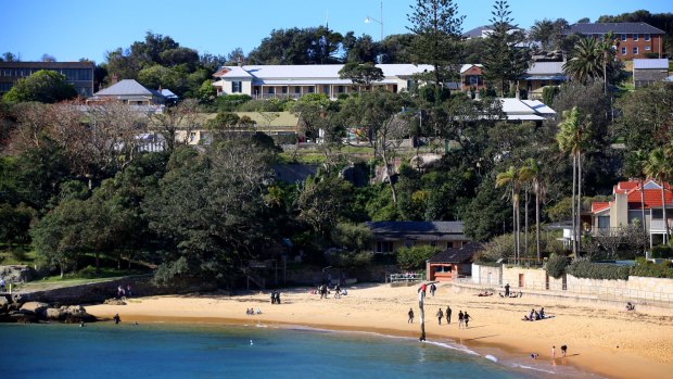Panorama of Camp Cove including Constables Cottage and other historic buildings in Watsons Bay to be turned into to-rent venues.