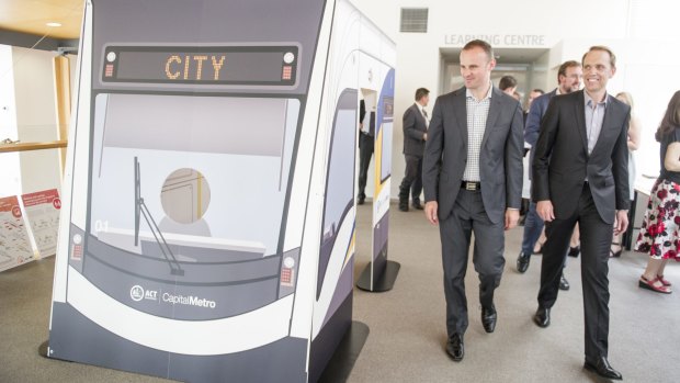 Chief Minister Andrew Barr and Capital Metro Minister Simon Corbell said the extension of the tram to Russell will be delayed until after the ACT election.