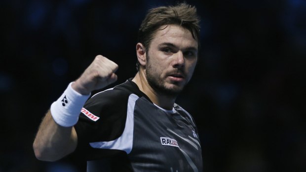 "I didn't expect to win that easy in the score, for sure": Stanislas Wawrinka celebrates after the win.