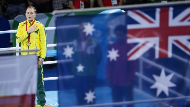 Flying the flag: Shelley Watts is hoping to be Australia's first Olympic boxing medallist in 28 years at Rio next year.