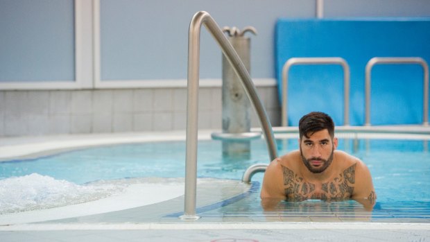 James Tamou of the Cowboys at the AIS Recovery Centre on Thursday.