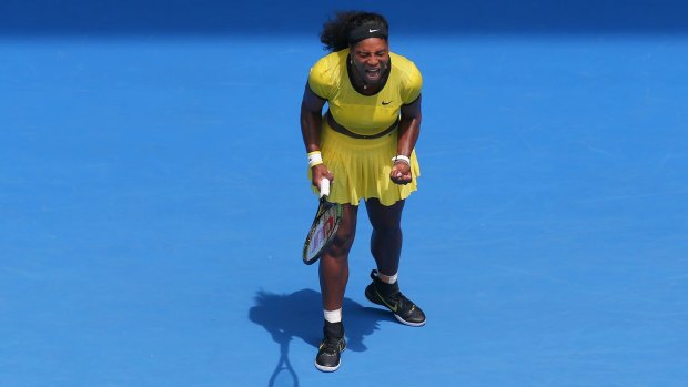Serena Williams yells out during Day 9 of the Australian Open 2016 Women's Singles Quarterfinal.