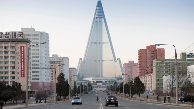 The unfinished Ryugyong Hotel in Pyongyang.