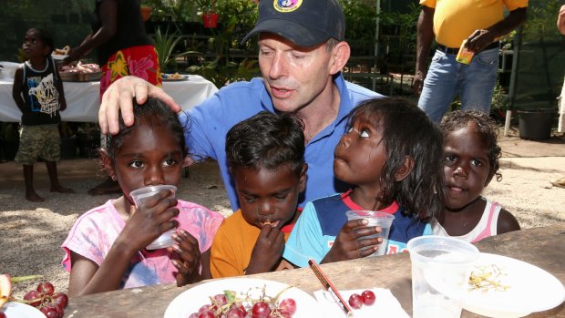 Tony Abbott during a visit to remote East Arnhem Land in 2014.