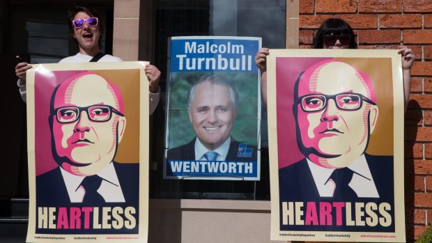 Artists outside Prime Minister Malcolm Turnbull's Edgecliff office will be happy George Brandis is no longer the Arts Minister. 
