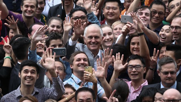 Malcolm Turnbull visits the Australian International School in Hong Kong.