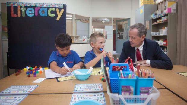 Bill Shorten visits Iramoo Primary School in Wyndham Vale on Thursday to announce education policy funding. 