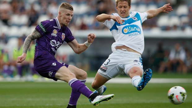 Focus of the investigation: Perth striker Andy Keogh (left).