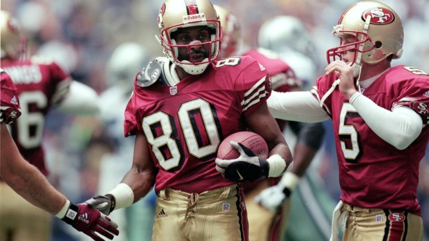 Legend: Jerry Rice won three Super Bowls with the San Francisco 49ers.