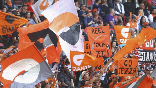 Loyalty: The Giants don't have a lot of fans compared with other AFL teams but they are building their membership base.