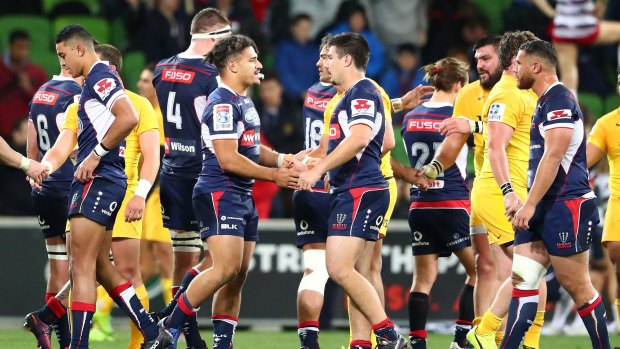 All over: The Rebels finished their Super Rugby season with a 32-29 loss to the Jaguares at AAMI Park.