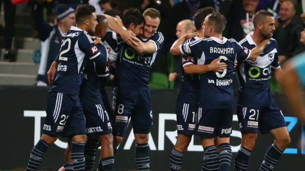 Title aspirations: Melbourne Victory are on top...at least for now. 