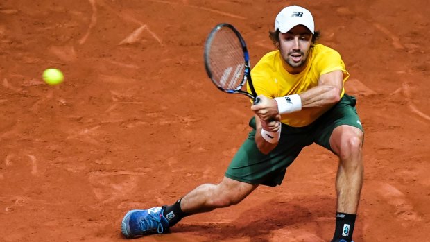 Australia's Jordan Thompson in the Davis Cup semi-final deciding rubber. The 23-year-old is the top seed at the Canberra International.