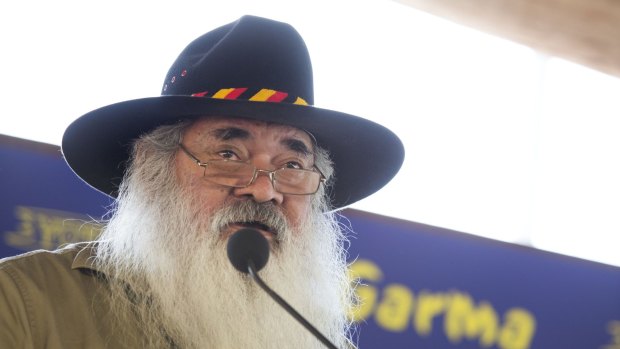 Senator Pat Dodson at the education forum at Garma Festival, in north-east Arnhem Land.