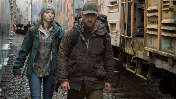  Thomasin Harcourt McKenzie and Ben Foster as Tom and Will  in <i>Leave No Trace</i>.